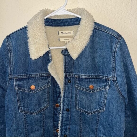 Madewell Oversized Denim Sherpa Lined Jacket Size Medium - Picture 2 of 11